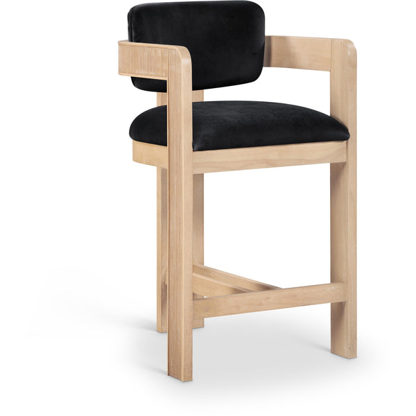 Meridian Sacha Black Velvet Stool IMAGE 1