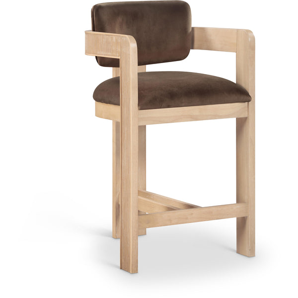 Meridian Sacha Brown Velvet Stool IMAGE 1