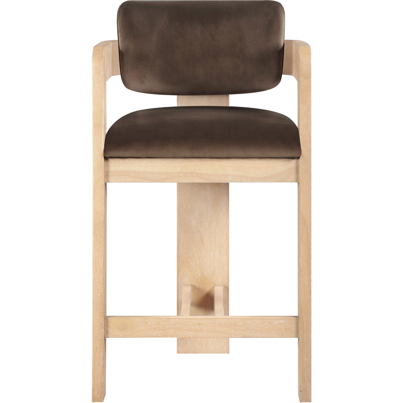 Meridian Sacha Brown Velvet Stool IMAGE 3