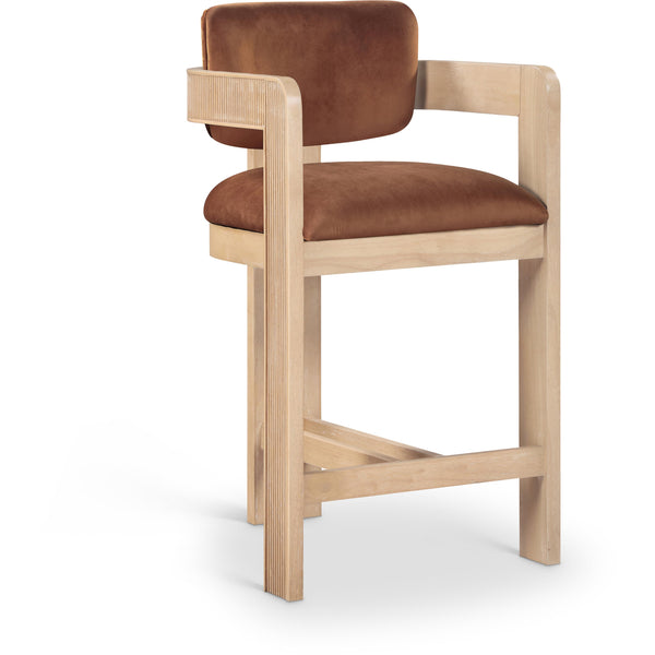 Meridian Sacha Cognac Velvet Stool IMAGE 1