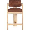 Meridian Sacha Cognac Velvet Stool IMAGE 3