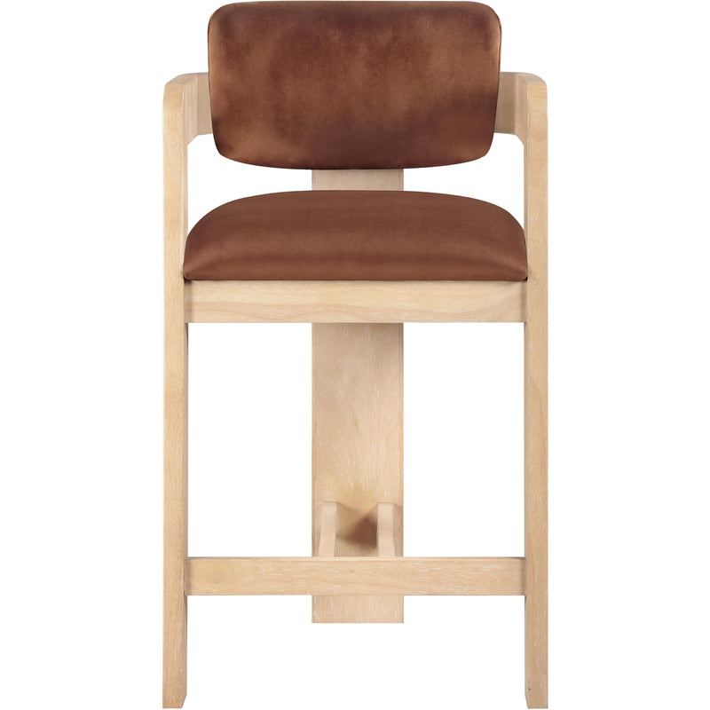 Meridian Sacha Cognac Velvet Stool IMAGE 3