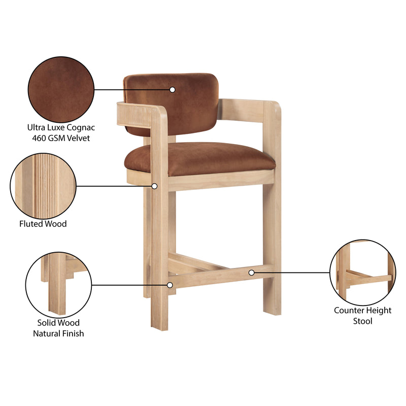 Meridian Sacha Cognac Velvet Stool IMAGE 9