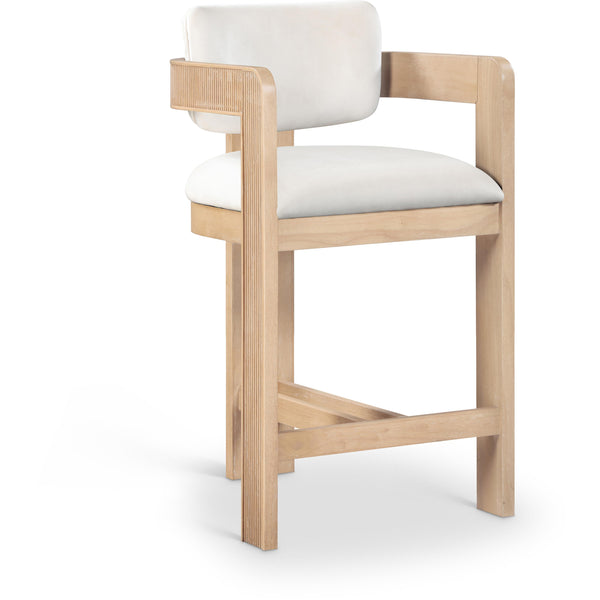 Meridian Sacha Cream Velvet Stool IMAGE 1