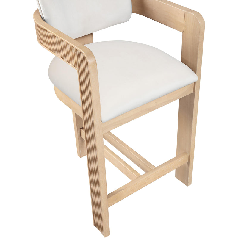 Meridian Sacha Cream Velvet Stool IMAGE 7