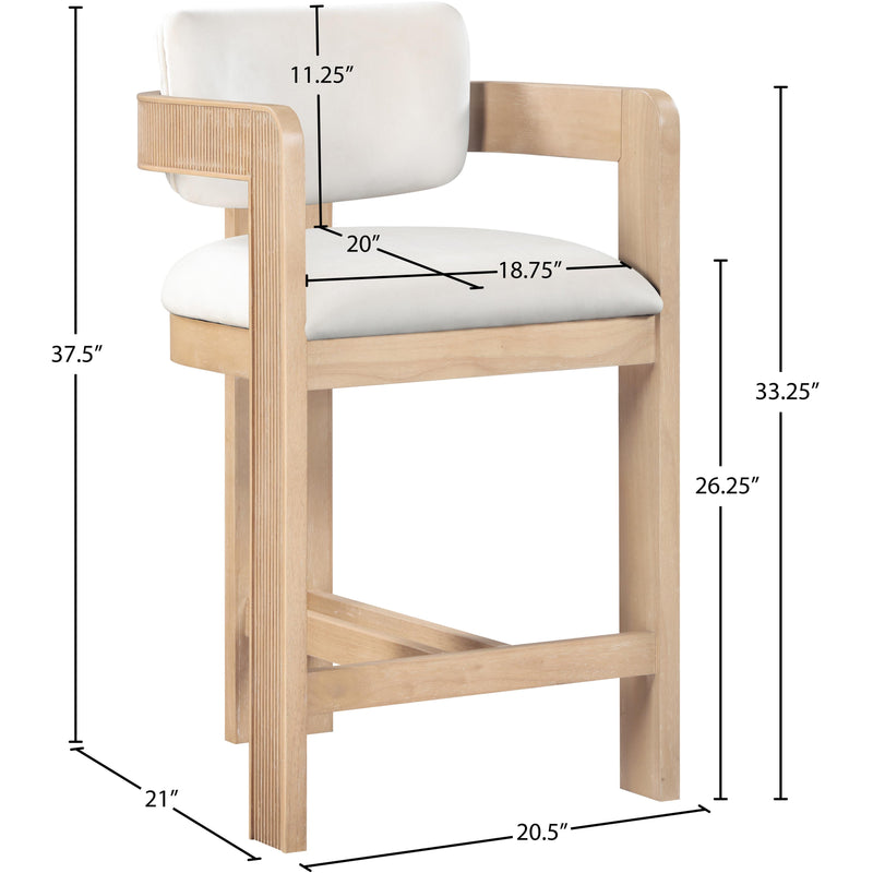 Meridian Sacha Cream Velvet Stool IMAGE 8
