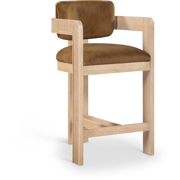 Meridian Sacha Saddle Velvet Stool IMAGE 1