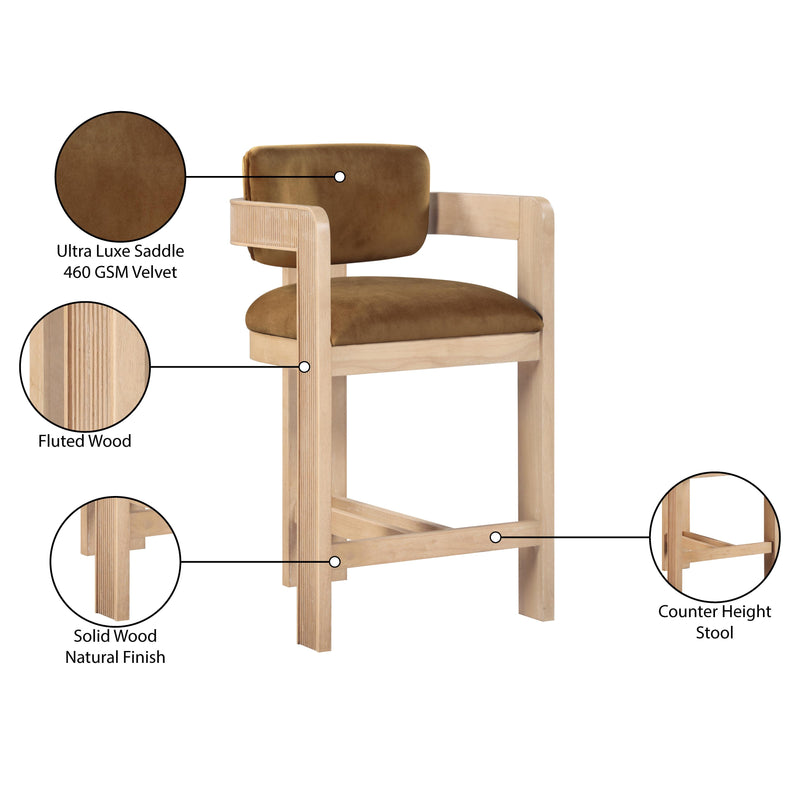 Meridian Sacha Saddle Velvet Stool IMAGE 9