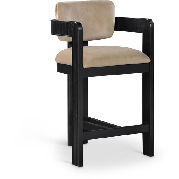 Meridian Sacha Beige Velvet Stool IMAGE 1