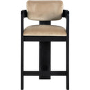 Meridian Sacha Beige Velvet Stool IMAGE 3