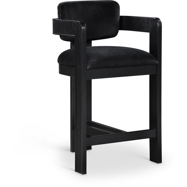 Meridian Sacha Black Velvet Stool IMAGE 1