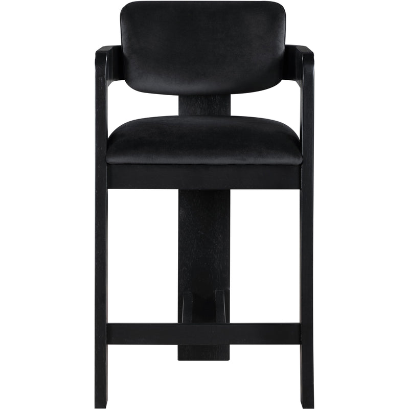 Meridian Sacha Black Velvet Stool IMAGE 3