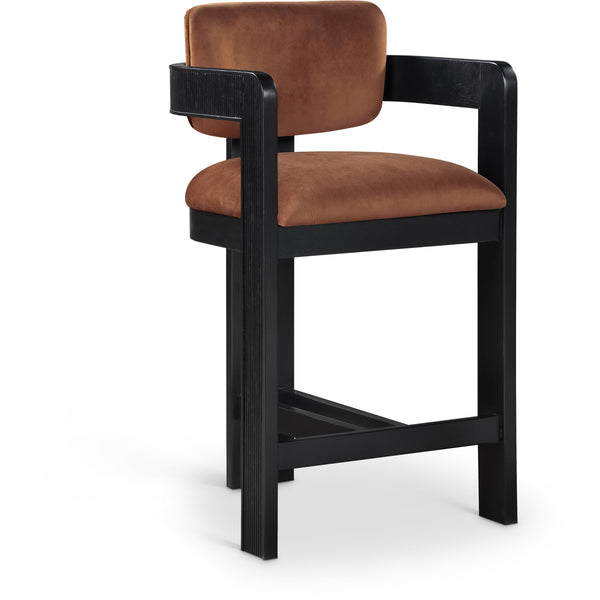 Meridian Sacha Cognac Velvet Stool IMAGE 1