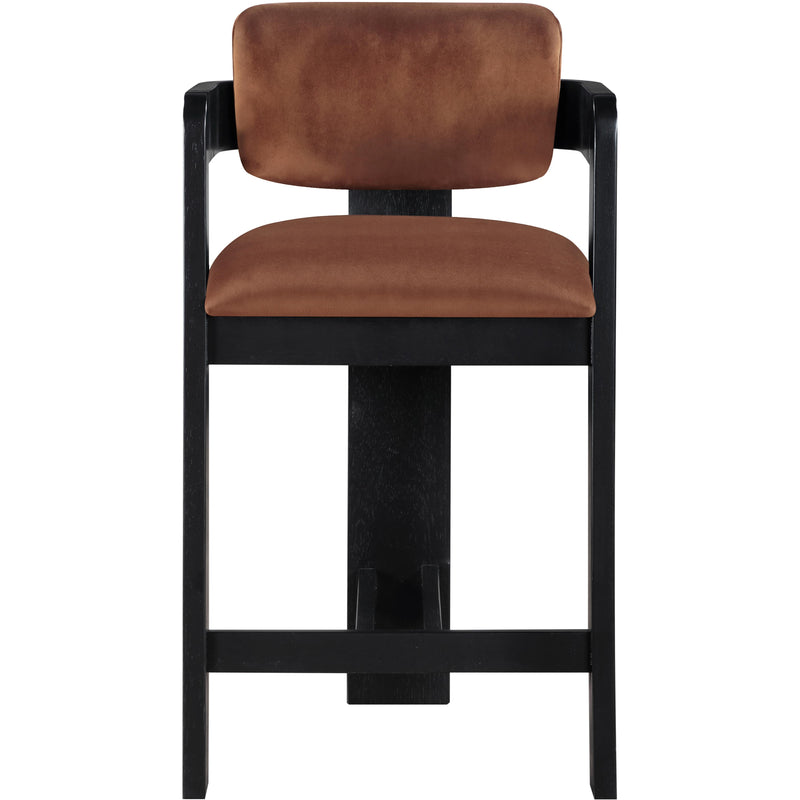 Meridian Sacha Cognac Velvet Stool IMAGE 3