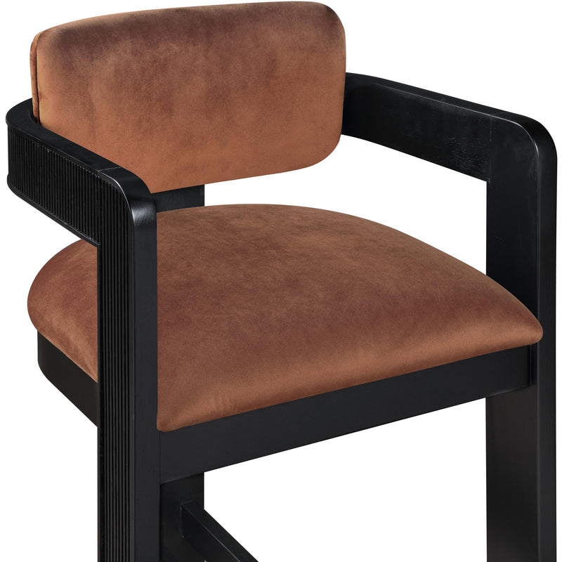 Meridian Sacha Cognac Velvet Stool IMAGE 6