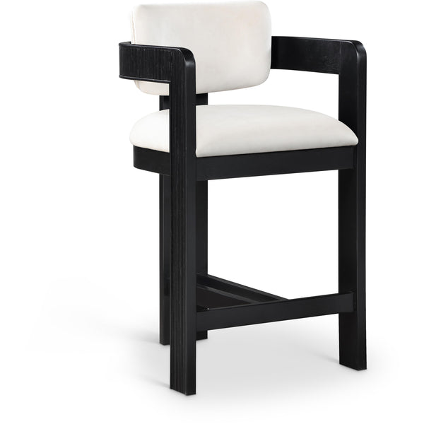 Meridian Sacha Cream Velvet Stool IMAGE 1