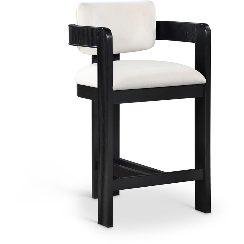 Meridian Sacha Cream Velvet Stool IMAGE 1