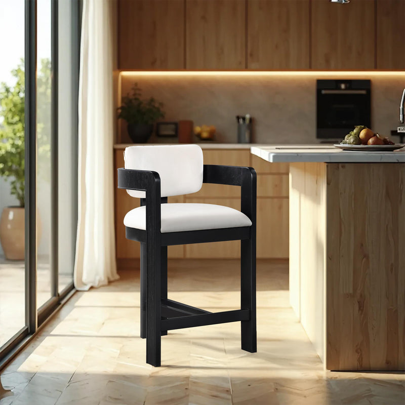 Meridian Sacha Cream Velvet Stool IMAGE 2