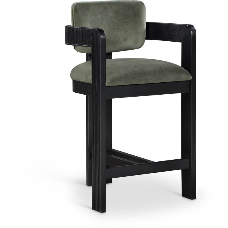 Meridian Sacha Green Velvet Stool IMAGE 1