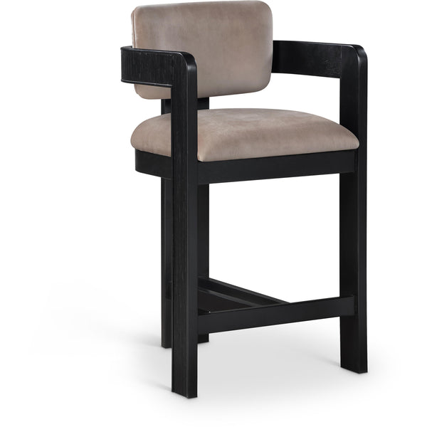 Meridian Sacha Taupe Velvet Stool IMAGE 1