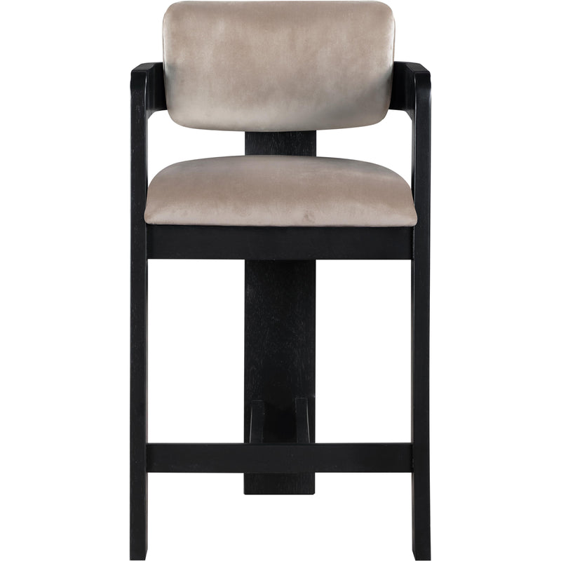 Meridian Sacha Taupe Velvet Stool IMAGE 3