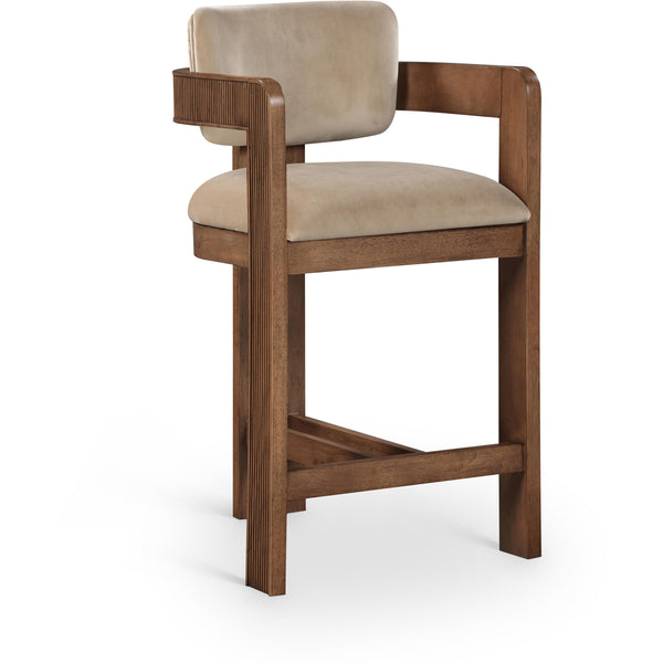 Meridian Sacha Beige Velvet Stool IMAGE 1