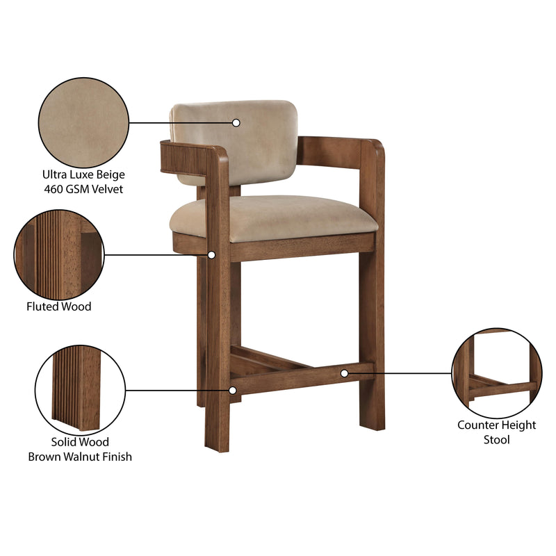 Meridian Sacha Beige Velvet Stool IMAGE 9
