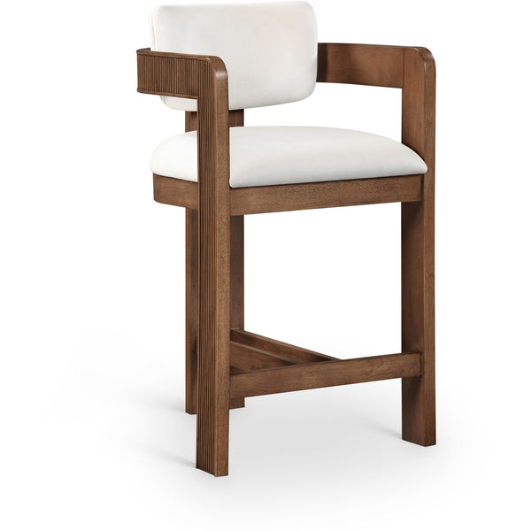 Meridian Sacha Cream Velvet Stool IMAGE 1