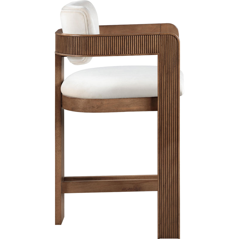 Meridian Sacha Cream Velvet Stool IMAGE 4
