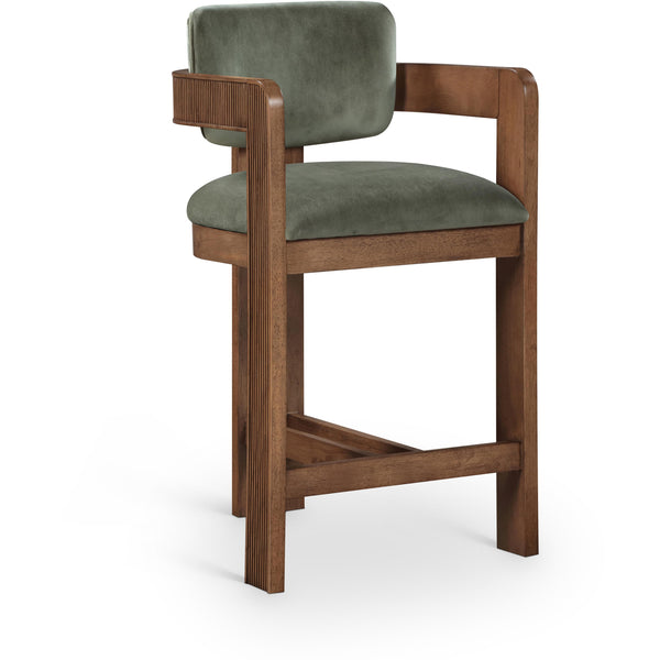 Meridian Sacha Green Velvet Stool IMAGE 1