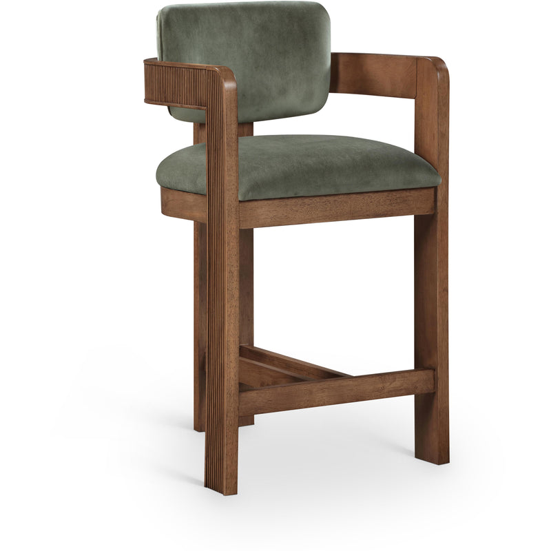 Meridian Sacha Green Velvet Stool IMAGE 1