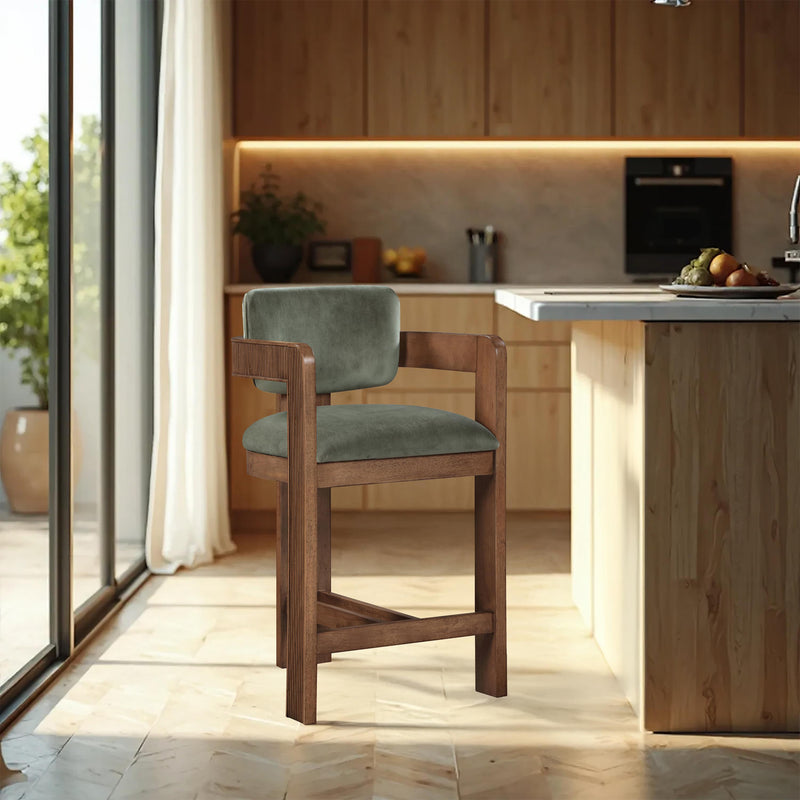 Meridian Sacha Green Velvet Stool IMAGE 2