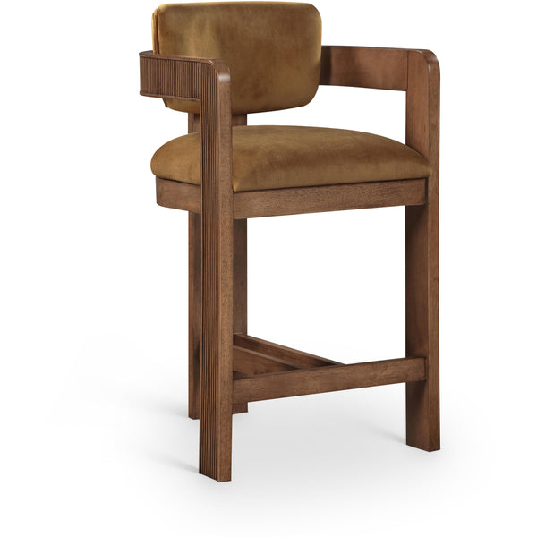 Meridian Sacha Saddle Velvet Stool IMAGE 1