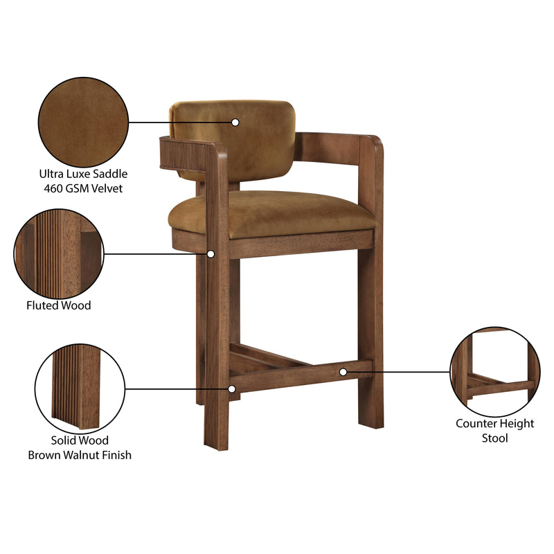Meridian Sacha Saddle Velvet Stool IMAGE 9