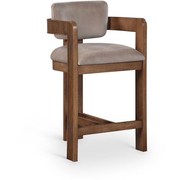 Meridian Sacha Taupe Velvet Stool IMAGE 1