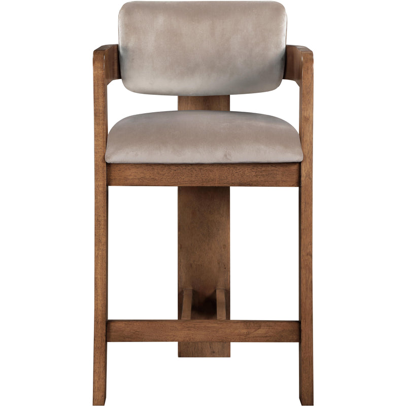 Meridian Sacha Taupe Velvet Stool IMAGE 3