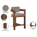 Meridian Sacha Taupe Velvet Stool IMAGE 9