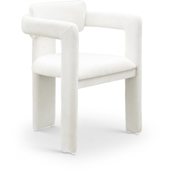 Meridian Brenda Cream Chenille Fabric Dining Chair IMAGE 1