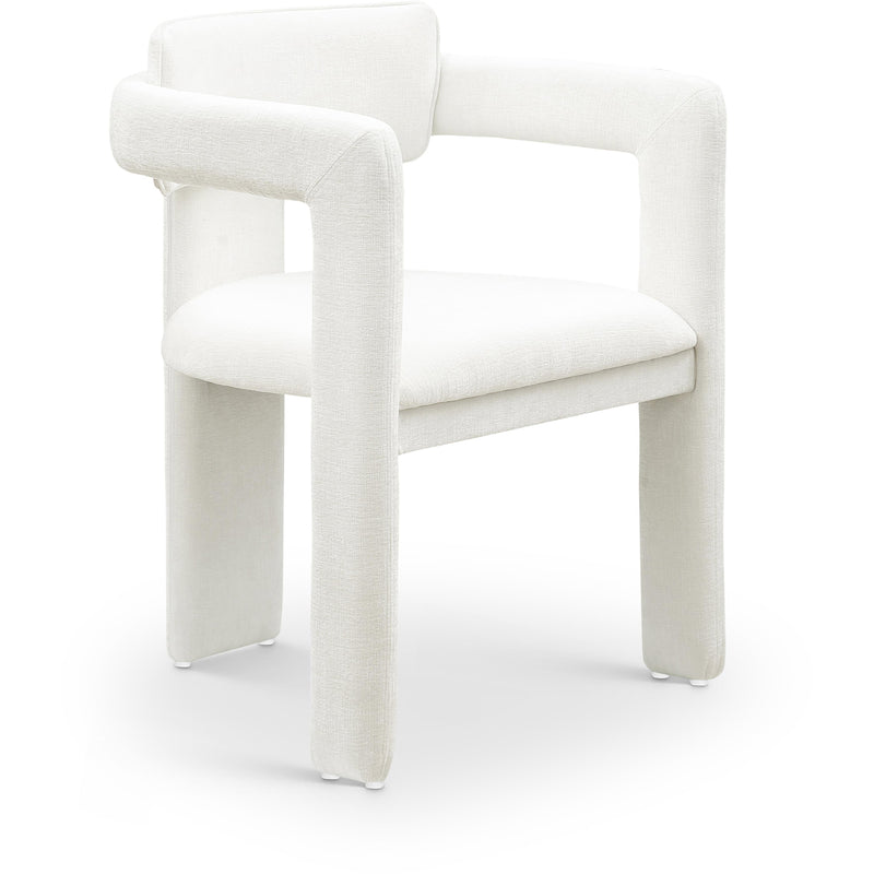 Meridian Brenda Cream Chenille Fabric Dining Chair IMAGE 1