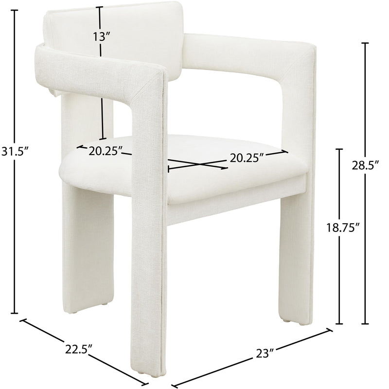 Meridian Brenda Cream Chenille Fabric Dining Chair IMAGE 8