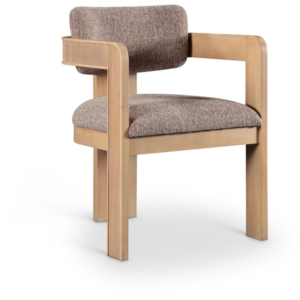 Meridian Sacha Brown Linen Textured Fabric Dining Chair IMAGE 1