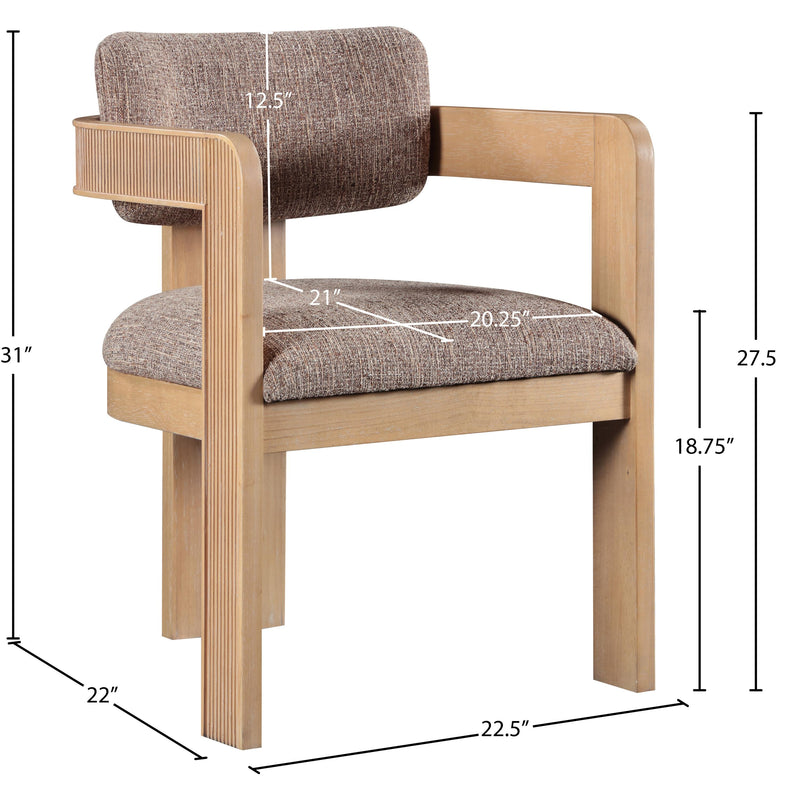 Meridian Sacha Brown Linen Textured Fabric Dining Chair IMAGE 8