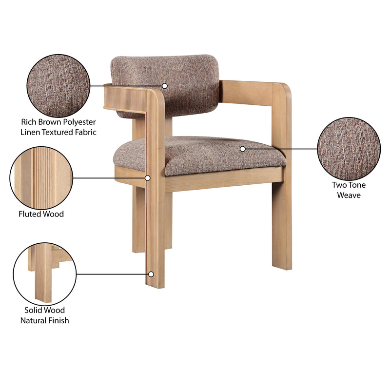 Meridian Sacha Brown Linen Textured Fabric Dining Chair IMAGE 9