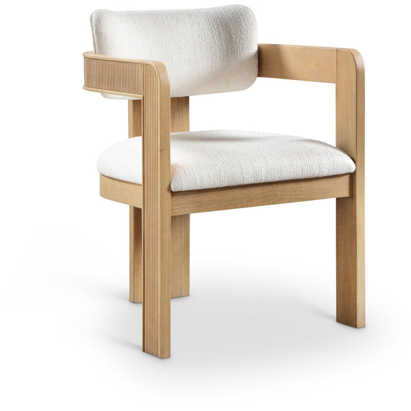 Meridian Sacha Cream Linen Textured Fabric Dining Chair IMAGE 1