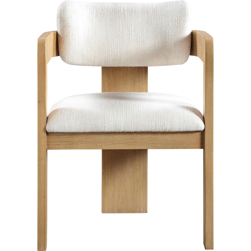 Meridian Sacha Cream Linen Textured Fabric Dining Chair IMAGE 3