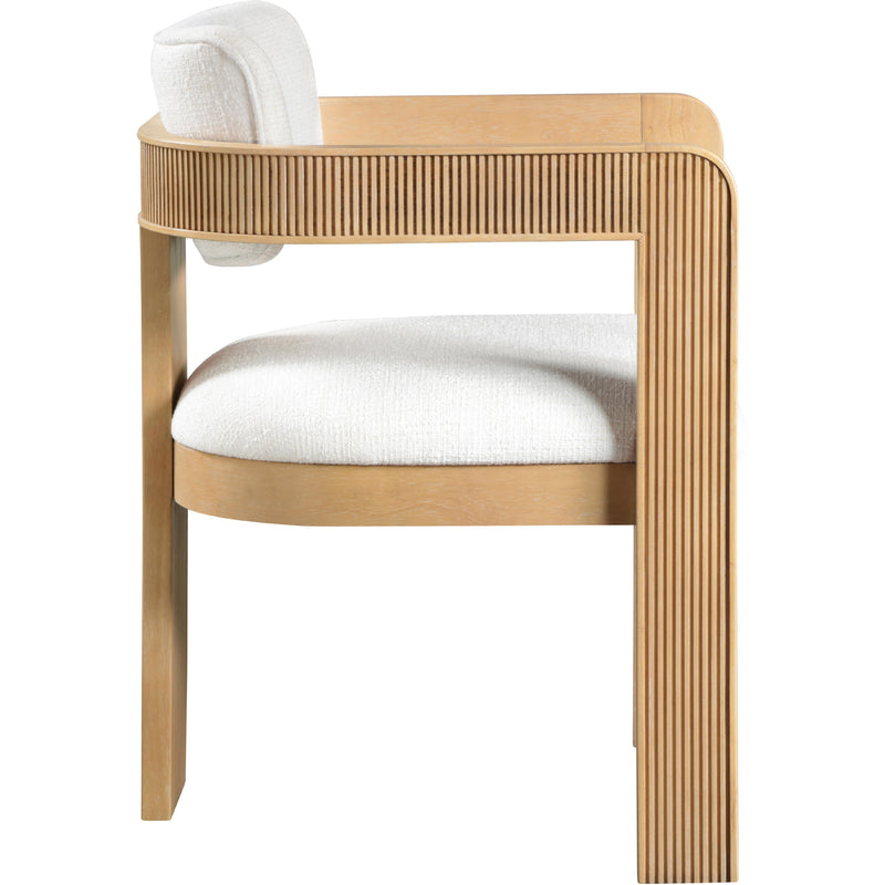 Meridian Sacha Cream Linen Textured Fabric Dining Chair IMAGE 4