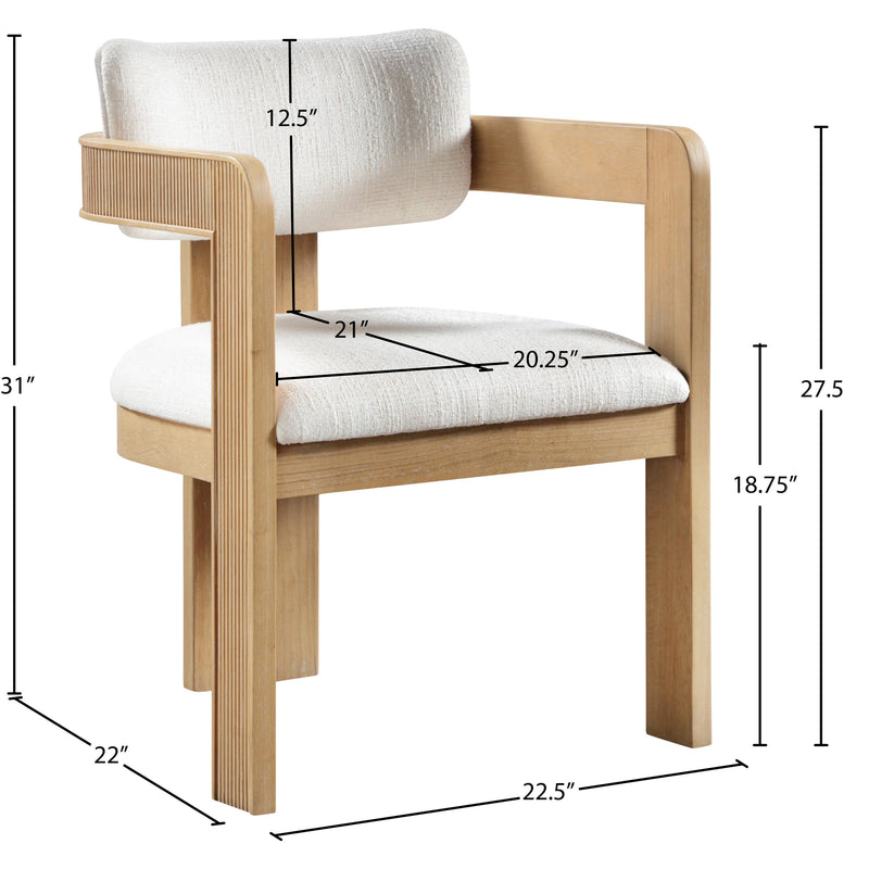 Meridian Sacha Cream Linen Textured Fabric Dining Chair IMAGE 8