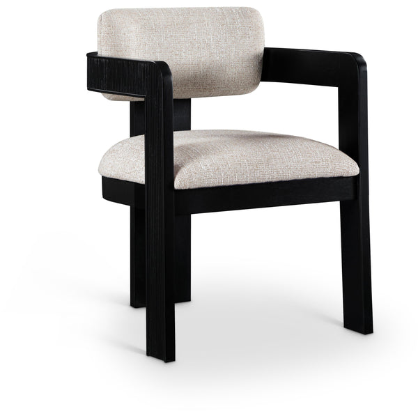 Meridian Sacha Beige Linen Textured Fabric Dining Chair IMAGE 1