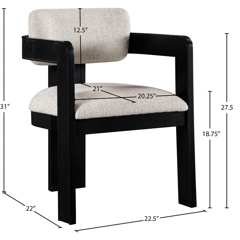 Meridian Sacha Beige Linen Textured Fabric Dining Chair IMAGE 8