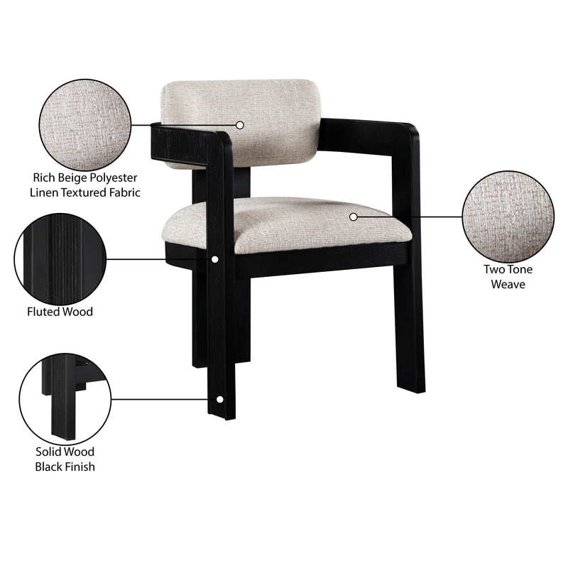 Meridian Sacha Beige Linen Textured Fabric Dining Chair IMAGE 9